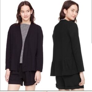 Kate Spade Broome Street Sz S Black Cardigan with ruffle back